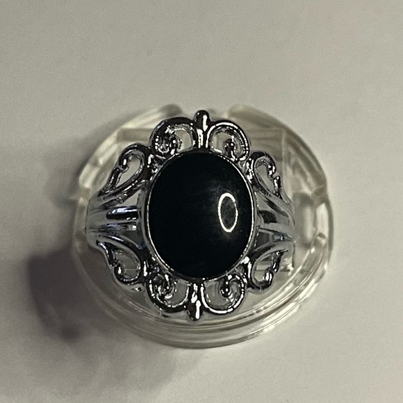 New Sterling Silver Floral Black Shiny Filigree Boho Handmade Statement Ring - Picture 8 of 9